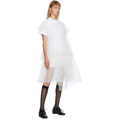 SHUSHU/TONG SSENSE 独家发售白色薄纱罩层 T 恤