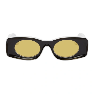 Shop Loewe Black And White Paulas Ibiza Square Sunglasses In 21j Black