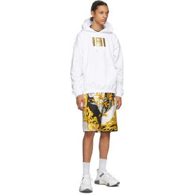 Shop Versace White And Gold Barocco Shorts In A7027 White