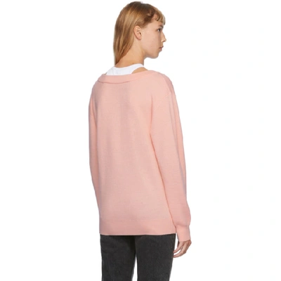 Shop Alexander Wang T Alexanderwang.t Pink And White Bi-layer Off-the-shoulder Sweater In 681 Light P