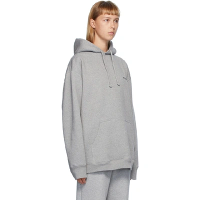 Shop Vetements Grey Logo Hoodie