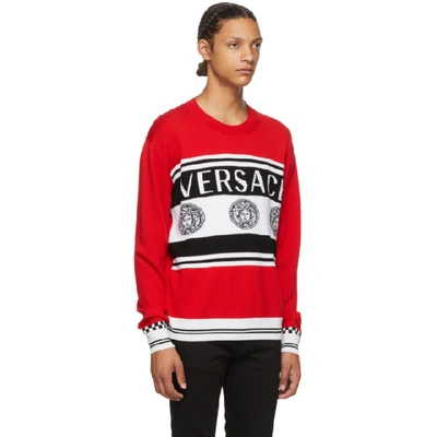 Shop Versace Red And Black Vintage Medusa Sweater In A3254 Red