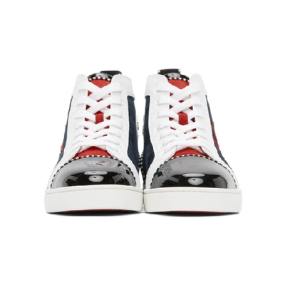 Shop Christian Louboutin Navy Louis Flat Pat High-top Sneakers In Cma3 Multi