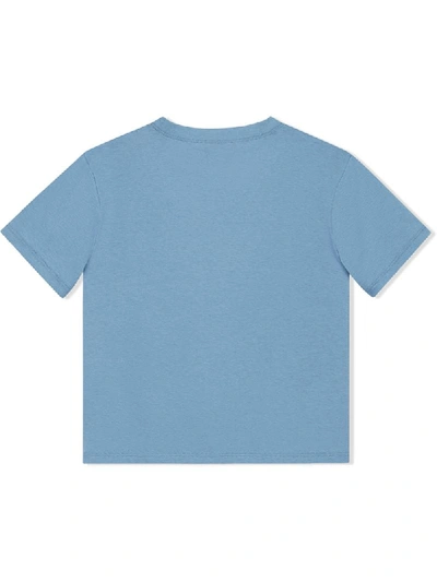 Shop Gucci Children's  Logo Print T-shirt In Blue