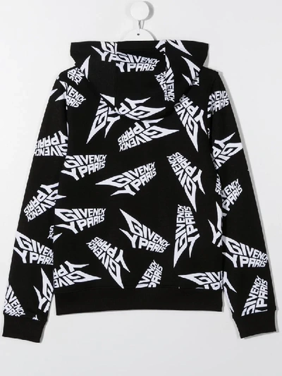 Shop Givenchy Teen All-over Print Hoodie In Black