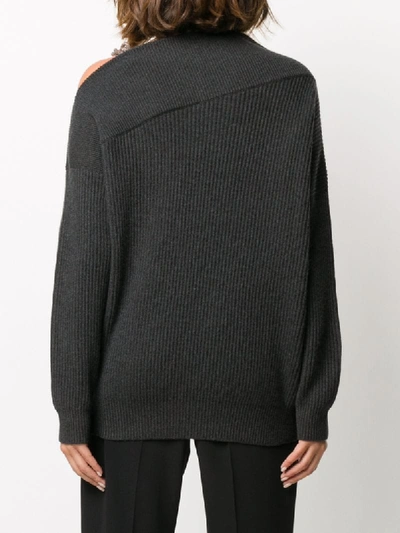 Shop Brunello Cucinelli Metal Embellished Cashmere Jumper In Grey