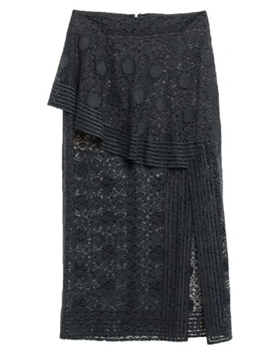 Shop Stella Mccartney Woman Midi Skirt Midnight Blue Size 10-12 Cotton, Polyester, Silk