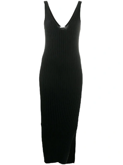 Shop Helmut Lang Fitted Ribbed Dress In Black