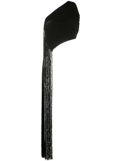 Shop Helmut Lang One-shoulder Fringe Top In Black