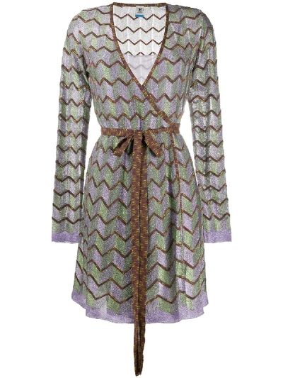 Shop M Missoni Zig-zag Pattern Dress In Brown