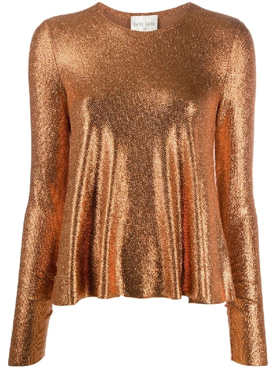 Shop Forte Forte Metallic Knit Jumper In Gold