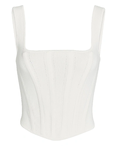 Shop Dion Lee Pointelle Ribbed Jersey Corset In White