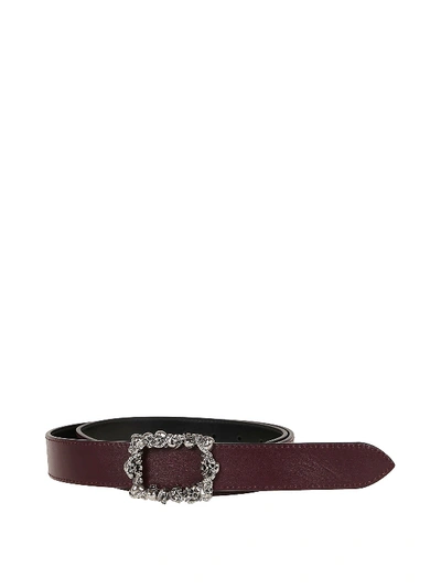 Shop Alexander Mcqueen Skull Frame Buckled Belt In Burgundy