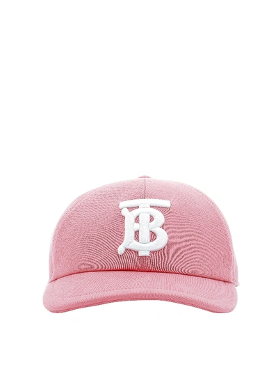 Shop Burberry Logo Embroidery Baseball Cap In Pink