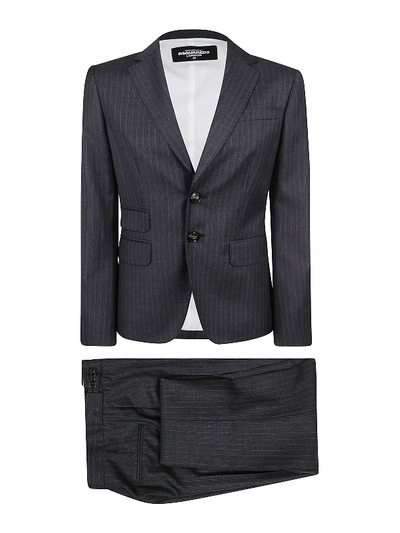 Shop Dsquared2 Striped Suit In Dark Grey