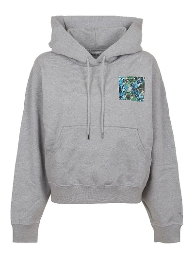 Shop Kenzo Artwork Print Boxy Fit Hoodie In Light Grey