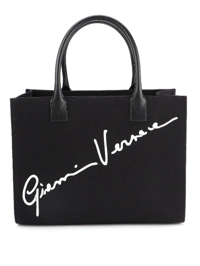 Shop Versace Canvas Tote In Black