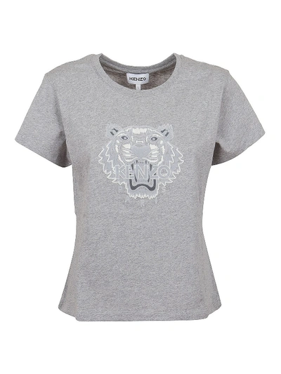 Shop Kenzo Tiger Embroidery T-shirt In Light Grey