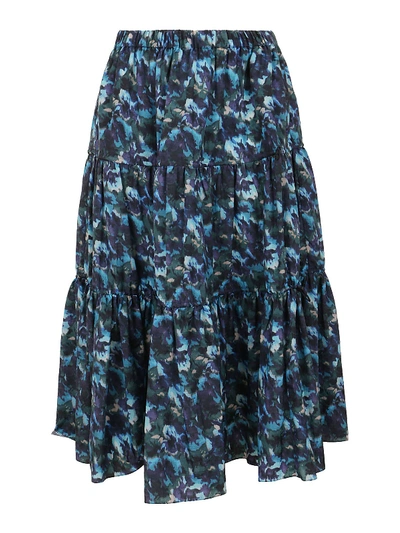 Shop Kenzo Artwork Print Midi Skirt In Dark Blue