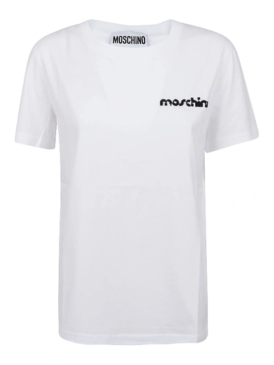 Shop Moschino Logo Embroidery T-shirt In White