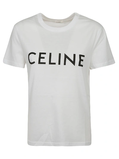 Shop Celine Logo T-shirt In Off White/black