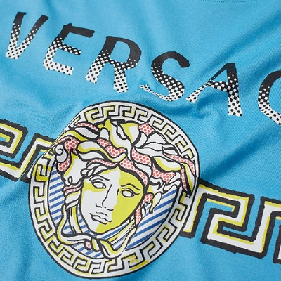 Shop Versace Medusa Logo Print Tee In Blue