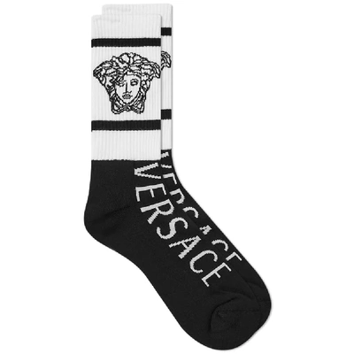 Shop Versace Medusa Logo Sock In Black