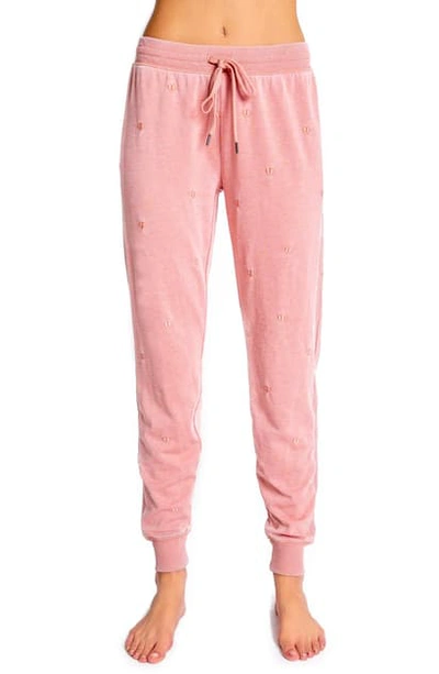 Shop Pj Salvage Peace Embroidered Lounge Pants In Dusty Rose