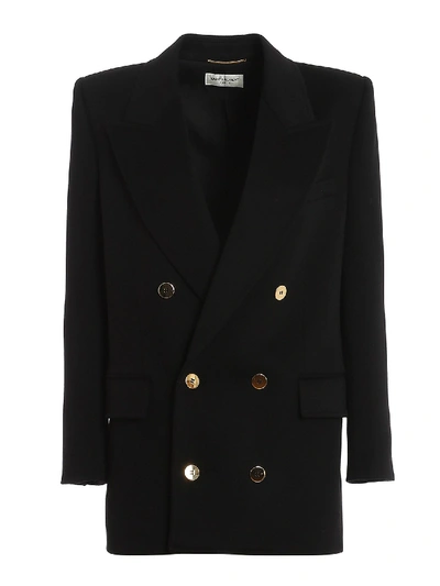 Shop Saint Laurent Wool Blend And Cashmere Jacket In Black