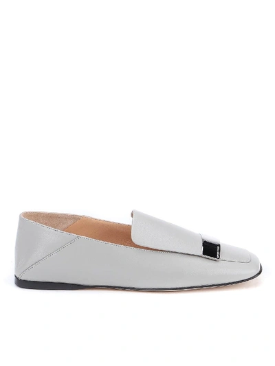 Shop Sergio Rossi Leather Slippers In Grey
