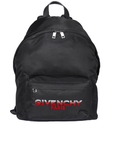 Shop Givenchy Logo Print Nylon Backpack In Black And Red