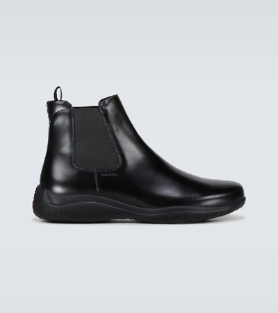 Shop Prada Linea Rossa Chelsea Boots In Black