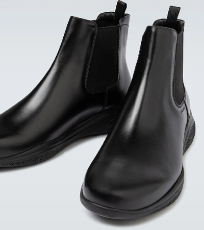 Shop Prada Linea Rossa Chelsea Boots In Black