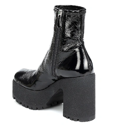 Shop Miu Miu Faux Leather Platform Ankle Boots In Black