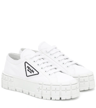 Shop Prada Wheel Gabardine Sneakers In White