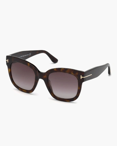 Shop Tom Ford Women's Tortoise Square Sunglasses In Brown