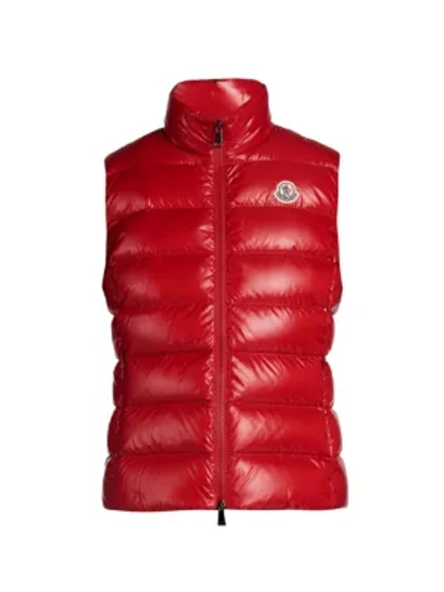 Shop Moncler Ghany Lacque Quilted Down Vest In Red