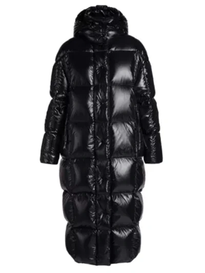 Shop Moncler Parnaiba Quilted Down Long Coat In Black