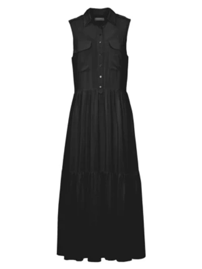 Shop Equipment Allix Silk Sleeveless Shirtdress In True Black