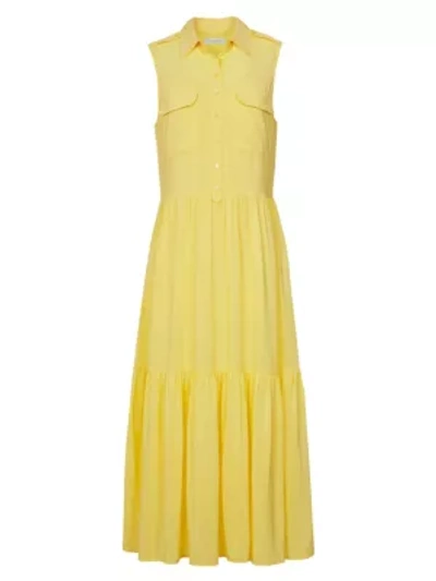 Shop Equipment Allix Silk Sleeveless Shirtdress In Yellow Cream