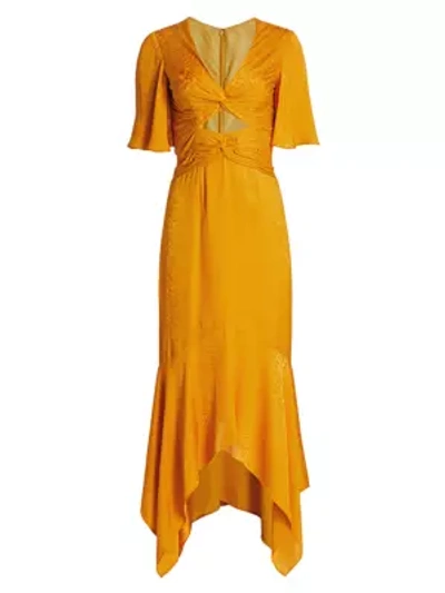 Shop Amur Tezza Coutout Midi Dress In Gold