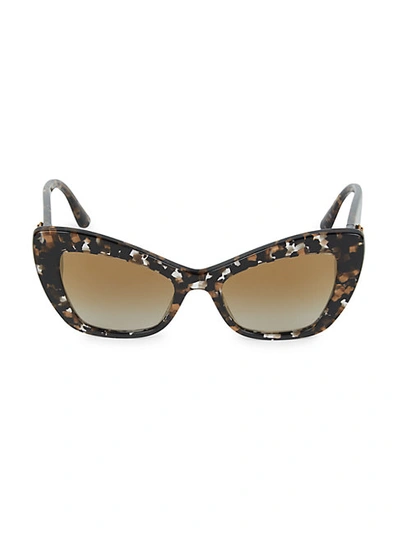 Shop Dolce & Gabbana Women's 54mm Cat Eye Sunglasses In Black Gold