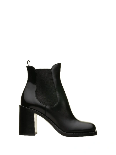 Shop Prada Leather Ankle Boot In Black