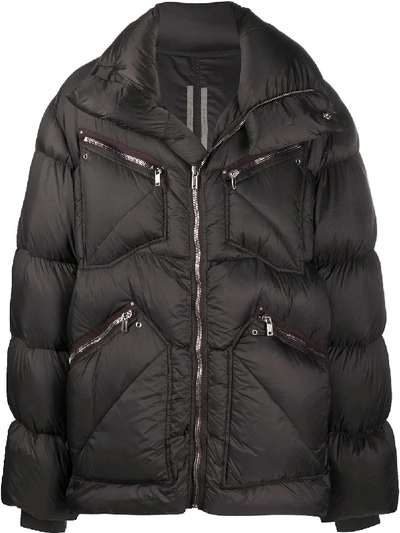 Shop Rick Owens Oversized Funnel Neck Puffer Jacket In Brown