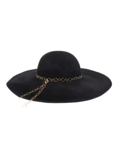 Shop Eugenia Kim Bunny Chain-trimmed Wool Sun Hat In Black