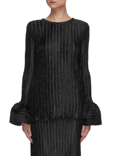 Shop Jw Anderson Bell Sleeve Texture Top In Black