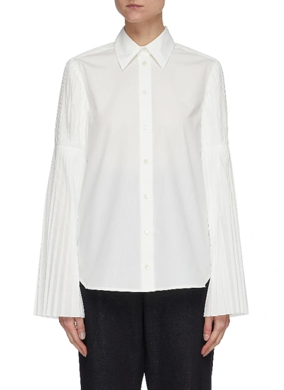 Shop Jw Anderson Pleat Sleeve Shirt In White