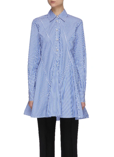 Shop Jw Anderson 'godet' Stripe Cinch Shirt In Blue