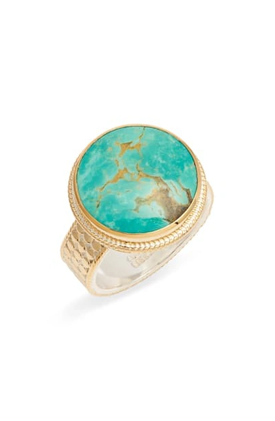 Shop Anna Beck Turquoise Cocktail Ring In Gold/ Turquoise