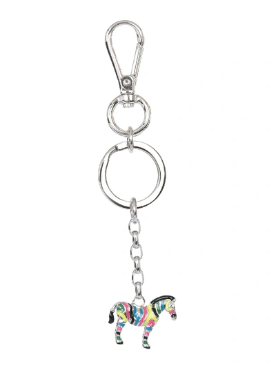 Shop Paul Smith Keyring With Zebra In Argento